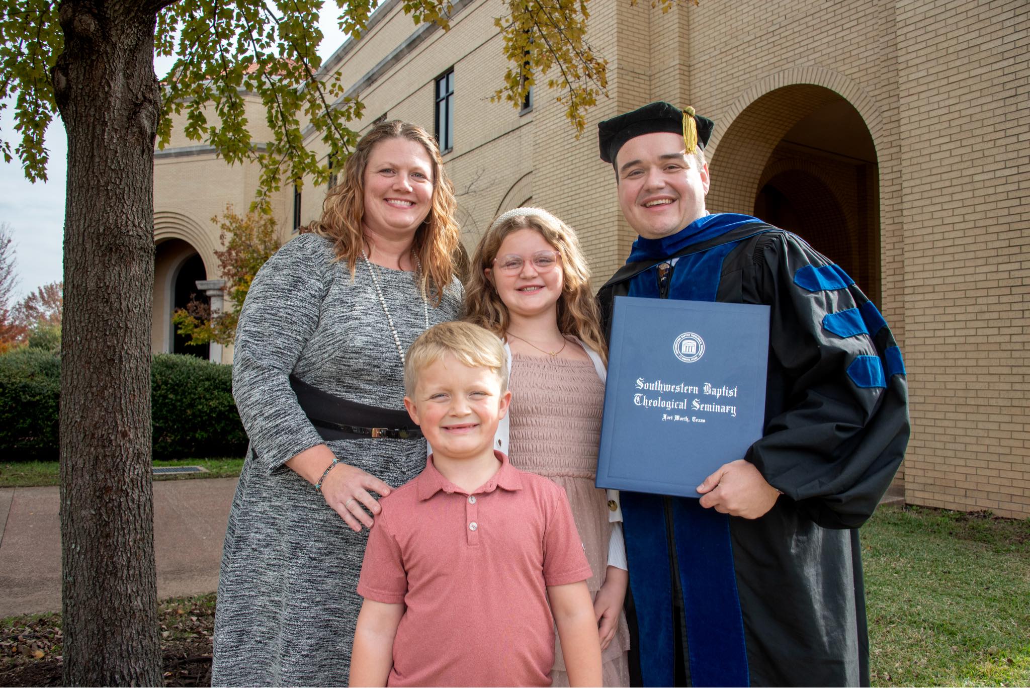 Garrison with family at Southwestern Seminary PhD graduation